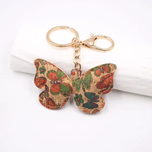 Portachiavi Farfalla in Similpelle Vintage Anello Chiave Auto Ciondolo Borsa Decorazione Lega Galvanica Fascino Geometrico