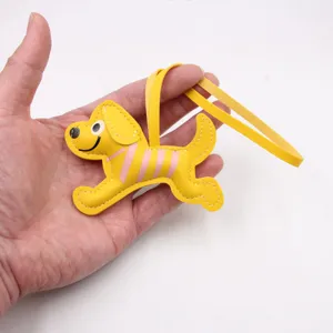 Cartoon Doppelseitig Bedruckter Welpen Leder Taschenanhänger Laufender Hund 3D Schlüsselanhänger Zubehör Für Taschen Kleidung Geschenk