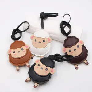 Cute lamb PU leather bag charm pendant key chain animal accessory cute style set 4pcs