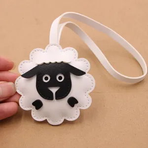 Layered Leather Lamb Bag Charm Cute Animal Pendant For Backpack Clothing Accessories Stylish Artificial Leather Keychain Gift