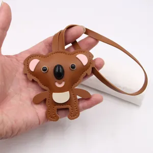 Cute koala leather pendant charm, cartoon animal bag charm, stylish backpack accessory.