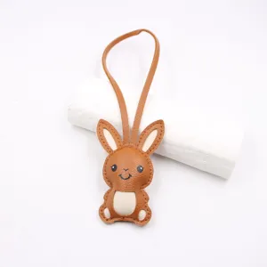 Charmant pendentif de sac lapin en cuir PU marron mignon accessoire de mode mignon