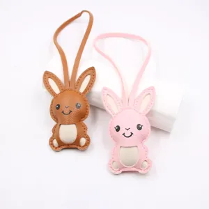 Charmant pendentif de sac en cuir PU lapin de dessin animé, accessoire élégant pour sacs.