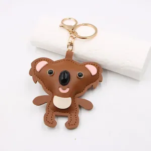Cute leather koala keychain cartoon animal bag pendant and adorable backpack accessory