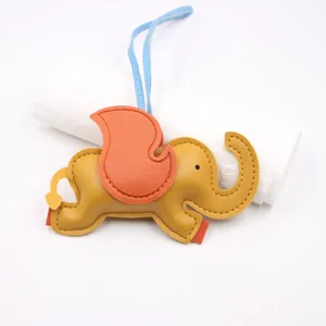 Leather elephant charm bag pendant colorful handbag accessory decorative keychain