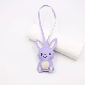 Charm pendentif lapin en cuir PU violet mignon pour sac à main accessoire de mode chic