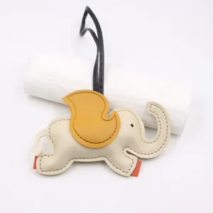 Cute cartoon flying elephant leather bag charm pendant fashion handbag decoration accessory