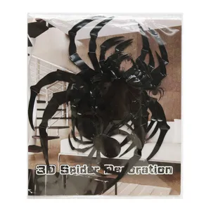Τρισδιάστατα μαύρα πλαστικά αυτοκόλλητα τοίχου αράχνης για διακόσμηση πάρτι Halloween.
