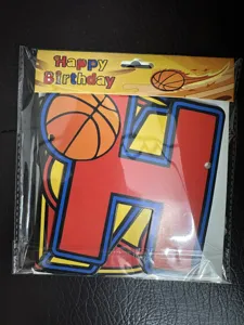Basketball birthday banner decoration party hanging flag card set colorful paper party supplies