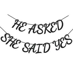 Banner Glitterato He Asked She Said Yes Decorazione Festa Proposta Di Matrimonio