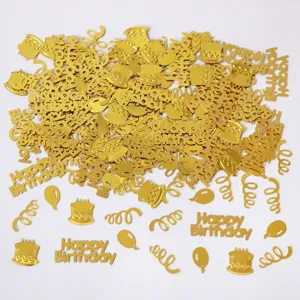 Gouden verjaardagsfeest confetti tafeldecoratie, PVC strooiconfetti voor feestjes.