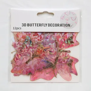 12pcs 3d laser gold butterfly wall stickers retro diy decoration bedroom supplies