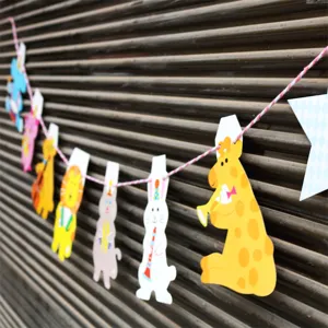 Cute cartoon animal paper banner string for kids birthday party and classroom decor.