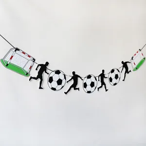 Football theme party hanging banner, soccer birthday decoration flag for sports celebration decor