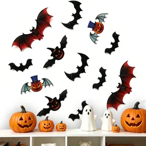 Halloween 3D νυχτερίδα αυτοκόλλητα τοίχου και κολοκύθα φάντασμα ράφι διακόσμηση σετ.