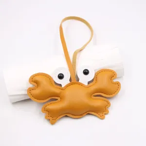 Orange leather crab bag charm cute keychain pendant purse accessory for women girls stylish gift