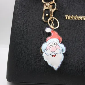 Cartoon PU Leder Weihnachtsmann Schlüsselanhänger Weihnachten Festliches Geschenk Tasche Charme Süße Rucksack Anhänger Auto Schlüsselring Zubehör