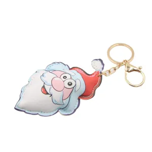Niedlicher Weihnachtsmann PU Leder Schlüsselanhänger, festliche Tasche Anhänger Deko.