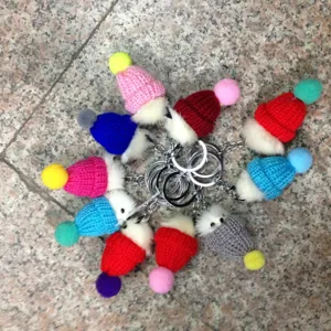 Cute knitted hat animal keychain plush pendant bag accessory multicolor variety pack set item