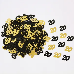 Gold und schwarz Nummer 20 Konfetti für Geburtstag Party Tischdekoration und Feier.