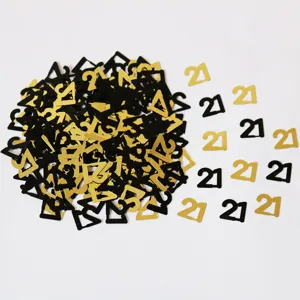 21 Geburtstag Party Tischkonfetti schwarz und gold Nummer streuen Dekoration Paillette
