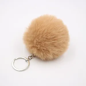 Faux rabbit fur pom pom keychain fluffy bag pendant soft plush key ring fluffy charm