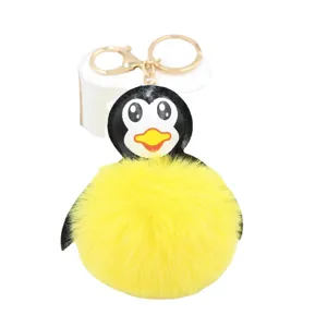 Simpatico portachiavi pinguino peluche pompon soffice borsa accessorio per donne belle