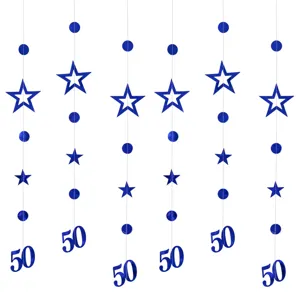 Decorazioni sospese blu per 50° compleanno con stelle e cerchi per feste ed eventi