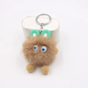 Fluffy plush rabbit keychain cute cartoon animal bag pendant funny toy doll ornament