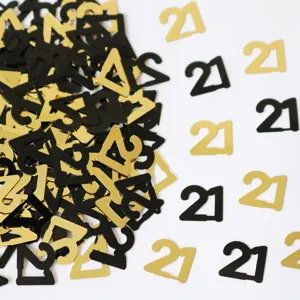 Gold und schwarz Nummer 21 Konfetti Tischdeko für Geburtstag und Jubiläum Party.