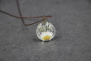 Eternal flower glass pressed flower pendant dried flower necklace forest style jewelry for women