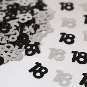18. Geburtstag Tischkonfetti Dekoration schwarz silber Nummer Pailletten Streudeko