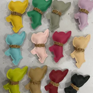 Niedlicher Leder Französische Bulldogge Tasche Anhänger bunte Welpe Schlüsselring Zubehör