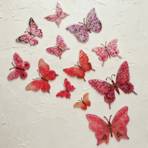 12pcs laser hot stamping butterfly wall stickers retro PET DIY decorative stickers
