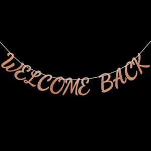 Striscione Benvenuto Glitterato Decorazione Festa Rientro A Scuola Ghirlanda Oro