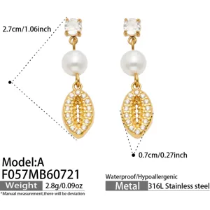 Vergoldete edelstahl perle zirkon muschel ohrringe wasserdicht eleganter damenschmuck