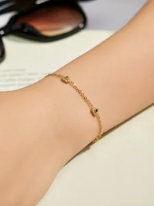 Elegant gold-plated titanium steel chain bracelet with delicate heart charms for women.