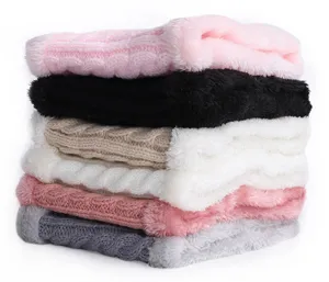 Scalda collo invernale per bambini in maglia felpata, sciarpa calda spessa colorata.