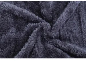 Dark gray plush fleece lining fabric detail close-up for winter warm beanie and scarf set