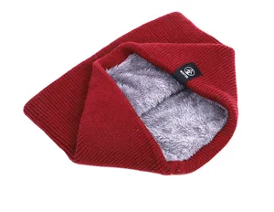 Dicker thermischer Strick-Halswärmer mit Plüsch-Fleece-Futter, einfarbiger Winterschal.