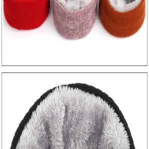 Detailed view of winter fleece-lined neck warmer, thick thermal knitted collar scarf.