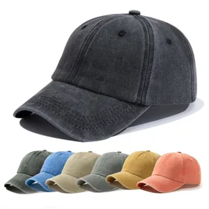 Cappello da Baseball in Acrilico Lavato Vintage Uomo Donna Corona Morbida Invecchiato Dad Hat Regolabile Tinta Unita Streetwear Casual Protezione Solare