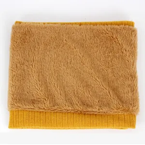 Warm winter fleece lined knitted snood scarf for men and women solid color outdoor wear.