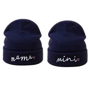 Partnerlook Strickmütze Winter warm bestickte Mütze dunkelblau weich und gemütlich