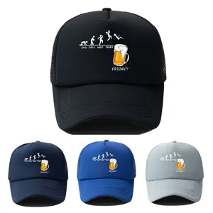 Humoristisch Bier Print Trucker Pet Ademend Mesh Achterkant Honkbalpet Schuim Voorkant Verstelbaar Zonnebescherming Hoed Voor Mannen Vrouwen Casual Outdoor
