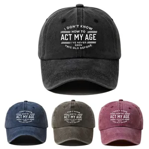 Vintage Gewassen Polyester Honkbalpet Mannen Vrouwen Retro Distressed Slogan Bedrukt Dad Hat Verstelbare Zachte Top Zonnehoed