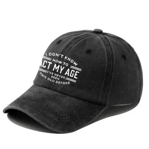Vintage gewassen katoenen honkbalpet met tekst print, retro dad hat voor heren.