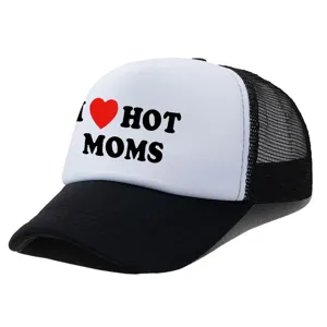 Gorra trucker con estampado I heart hot moms, gorra de béisbol de malla transpirable.