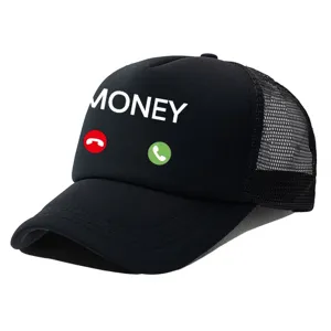 Schwarze Trucker Cap mit MONEY Aufdruck atmungsaktive Mesh Baseballkappe Sommer Sonnenschutz