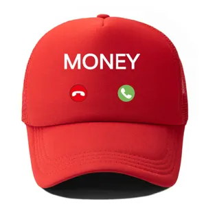 Rote Trucker Cap mit Money Aufdruck atmungsaktive Sommer Baseballcap lässige Streetwear stylische Kappe